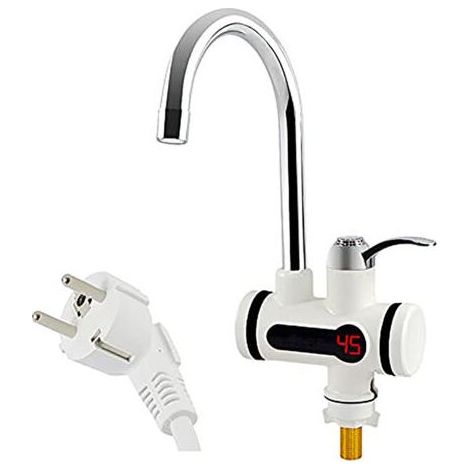 Robinet électrique 220 V avec chauffe-eau instantané, 3000 W, affichage de la température LED, chauffe-eau pour cuisine, salle de bain, eau instantanée (dessous, grand) (1/5)