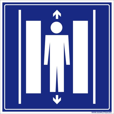Panneau Information Emplacement et Accès Ascenseur. Signalisation Information. Autocollant, PVC, Alu - Adhésif - 250 x 250 mm (1/5)