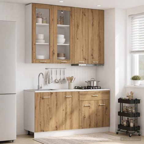 vidaXL Unité de cuisine LYON 4 pcs Chêne artisanal Bois d'ingénierie (1/5)