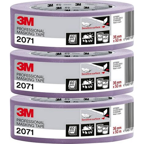 3M – Ruban de masquage 36mm – Lot de 3 rouleaux – Résistant aux UV jusqu'à 60 jours – Pour surfaces délicates (1/4)