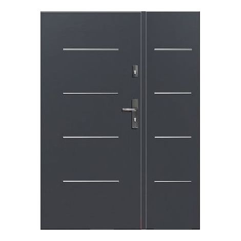 Porte d'entrée double MADRID 120 cm - 90x30 cm en plusieurs couleurs - Couleur: Anthracite - Poignée et serrure : Sans - Sens d'ouverture: Tirant droit