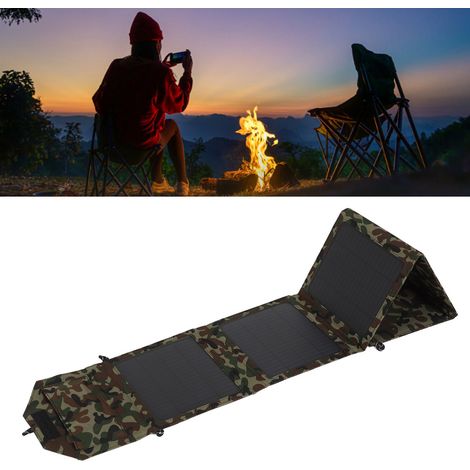 Sac pliable pour panneau solaire monocristallin 50 W, panneau solaire double USB pliable en 5 parties, idéal pour le camping, la randonnée et le camouflage de voiture. (1/5)