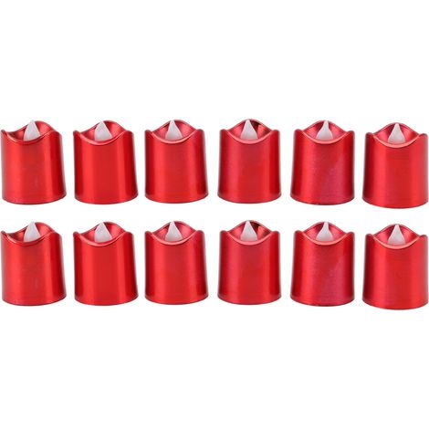 Lot de 12 bougies LED rouges à lumière chaude sans flamme, idéales pour Noël, les fêtes d'anniversaire et les mariages. (1/5)