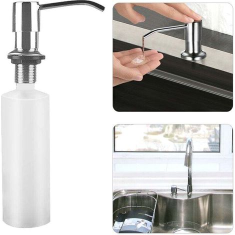 Distributeur Savon Liquide Encastrable avec Bouteille 300ML, Distributeur Savon de Mousse Evier, Distributeur Liquide Vaisselle Cuisine, Distributeur de Détergent En Acier Inoxydable pour Bains U (1/5)