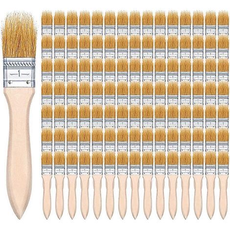 Lot de 100 petits pinceaux de 2,5 cm, en vrac, à motif brique, à poils en bois, compatibles avec la peinture acrylique, les loisirs créatifs, etc. (1/5)