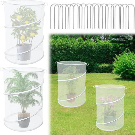 Lot de 4 cloches de jardin pop up pour plantes, 50,8 x 33 cm (H x P) Cloches de protection pour plantes d'extérieur Cloche blanche pour plantes Cloche de protection contre les animaux avec 16