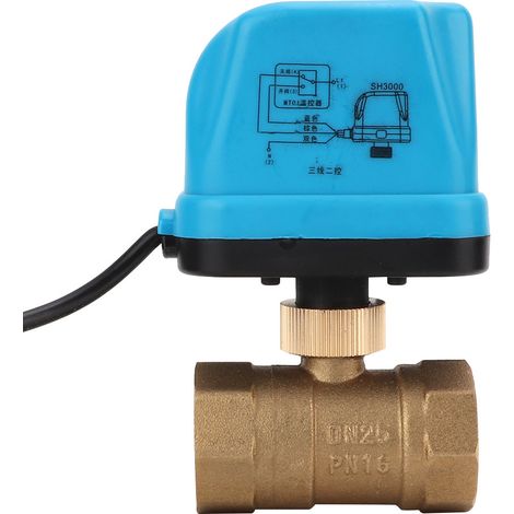 Valve À Bille Motorisé - 2 Voies - Filetage G1" - 220 V AC - Corps En Laiton - Temps D'Action 5 À 15 S - 6 W (1/5)