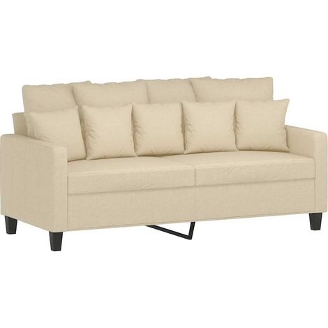 Divano a 2 Posti Sofa Crema 140 cm in Tessuto (1/5)