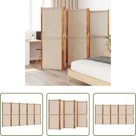 Raumteiler - 5-tlg. Paravent Taupe 350x180 cm (1/5)