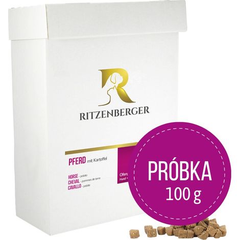 Viande de cheval avec pommes de terre et légumes pour chiens, échantillon de 100 g  Aliments cuits au four  Ritzenberger (1/2)