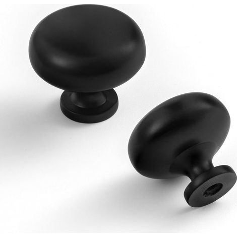 Lot de 2 boutons d'armoire élégants noir mat - Quincaillerie de cuisine ronde classique, poignées de tiroir modernes, poignées de commode élégantes (1/5)