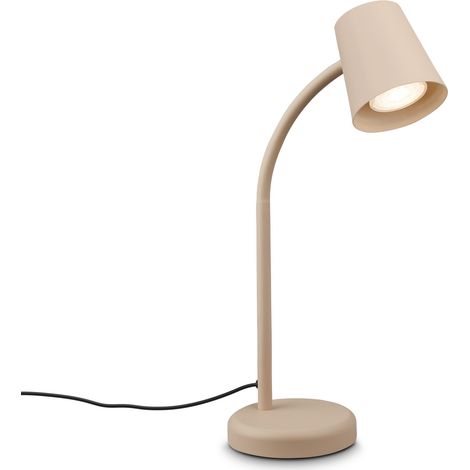 Lampe de chevet avec interrupteur filaire, orientable, GU10, max. 9W, lampe de bureau, lampe table salon, 13x38,5 cm, beige (1/5)