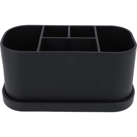 Porte-brosses à dents et porte-dentifrice en silicone, multifonctionnel, avec 5 emplacements et trous de drainage, organisateur de comptoir de salle de bain, idéal pour les cosmétiques et les produits (1/5)