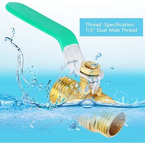 Robinet d'alimentation en eau fileté en laiton épais à double filetage extérieur 1/2", vanne de tuyau d'eau (1/5)