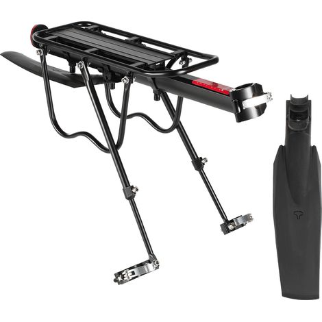 Wolketon Verstellbarer Fahrrad Gepäckträger mit Reflektor und Schutzblech, bis 50 kg belastbar, für 24-29 Zoll MTB, Alu