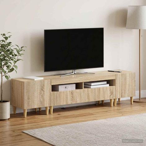 vidaXL 3 Piece LED TV Cabinet ARNHEM 3 pcs Sonoma Oak Engineered Wood (1/5)