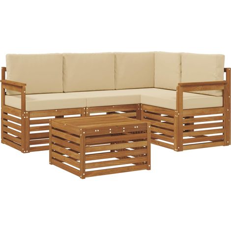 Outdoor Sofa Set 5 pcs Natural and Beige Polyester vidaXL (1/5)