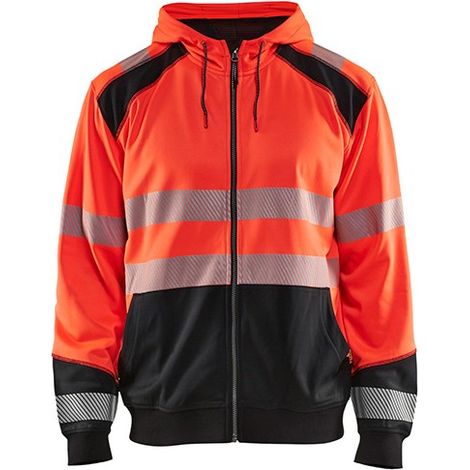 Sweat de travail zippé à capuche haute visibilité 3546 - Rouge fluo/Noir XXL (1/2)