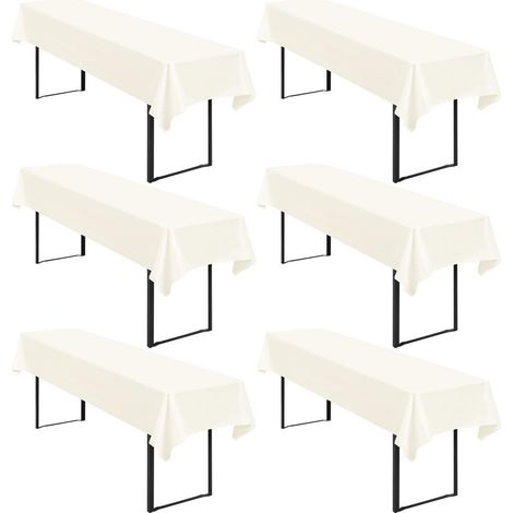 6er-Pack Tischdecke Bierzeltgarnitur 100x250cm Elfenbein, wasserdicht, Polyester