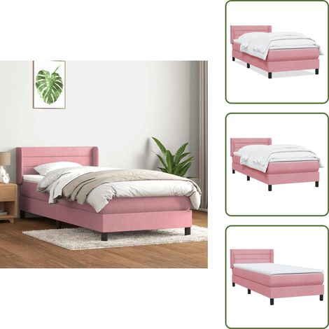 Testiera letto - vidaXL Giroletto a Molle con Materasso Rosa 90x210 cm Velluto - Materasso rosa