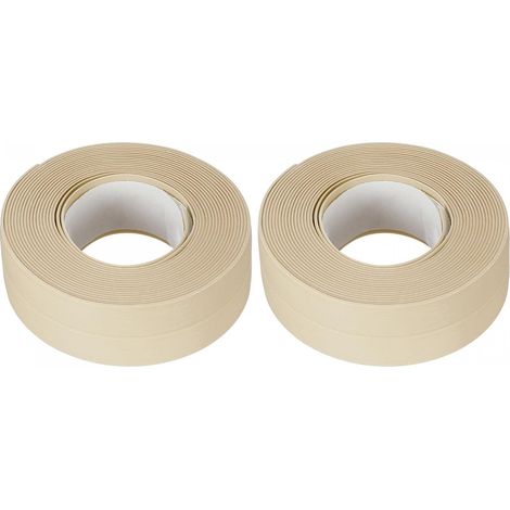 Étanche Sceller Calfeutrage Bande Ruban Auto Adhésif 0,87"W x 10,5'L PVC Étanchéité Ruban Adhésif pour Cuisine Toilettes Beige 2Pcs (1/5)