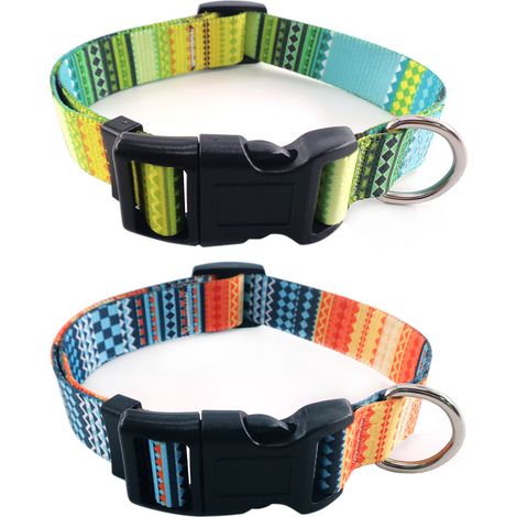 Collier Pour Chien Réglable En Polyester Avec Impression Et Bandes Réfléchissantes Pour Promenade Taille Moyenne (1/5)