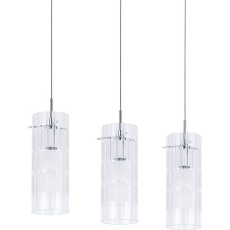 Italux Max - Moderne hängende Pendelleuchte Chrom 3 Licht mit klarem Schatten, E27 (1/3)