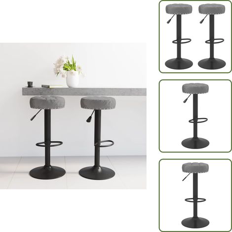 Barhocker 2 Stk. Dunkelgrau Samt - Samt Sessel - Barhocker - Drehbares Stuhl - Höhenverstellbar - Fußstütze