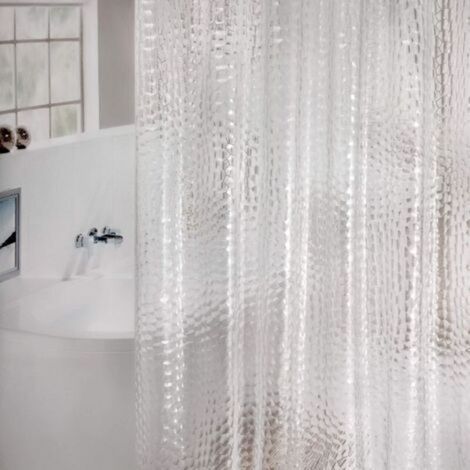 Rideau de douche imperméable et anti-moisissure, 80 x 180 cm, rideau de douche translucide, motif Water Cube, pour salle de bain (1/5)