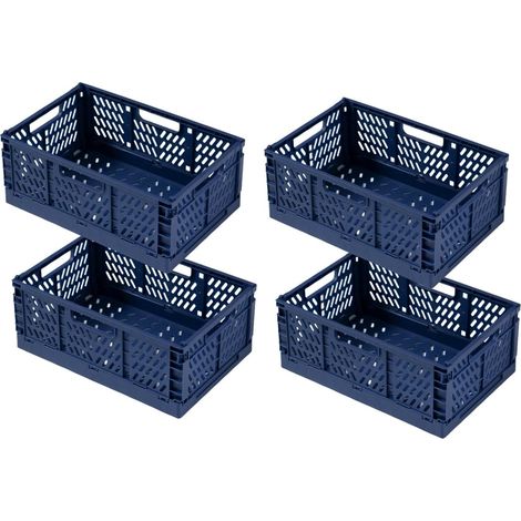 4 Cagette Pliable, Poignée Intégrée, Plastique ABS, Rangement Compact, Cuisine Bureau Chambre (1/5)