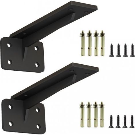 Soportes para estantes, en forma de L, 2 piezas, Montaje en pared, 20 cm, incluye material de montaje, Soporte de pared para estante flotante (1/5)