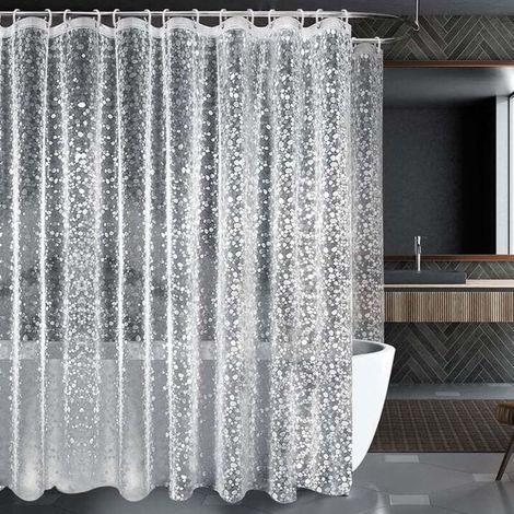 Schimmelhemmender Duschvorhang mit beschwertem Magneten. 0,2 mm [180 x 200 cm]. Wasserdicht und antibakteriell.