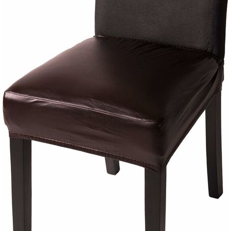 DEESSE SHOP - Housses de chaise extensibles en similicuir Housses de chaise de salle à manger Bureau Hôtel Mariage, Marron, 2 pièces (1/5)
