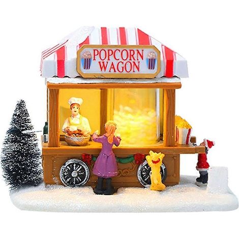 Maisons de village de Noël illuminées par des LED multicolores, village de vacances de Noël avec musique, maison à popcorn du village de Noël (1/5)
