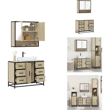 2-tlg. Badmöbel-Set Sonoma-Eiche Holzwerkstoff - Badmöbel Set - Badmöbel Sets - Badezimmermöbel-Set - Badezimmerschrank (1/5)
