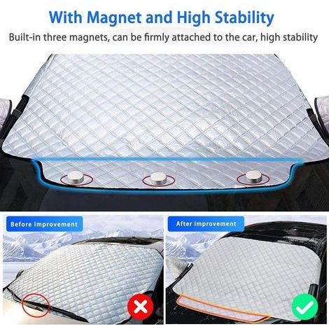 Auto-Windschutzscheibenabdeckung, magnetische Schneeabdeckung, Windschutzscheibenabdeckung mit Seitenspiegelabdeckung, Frostschutz für Autos (145 × 118 cm) (1/4)