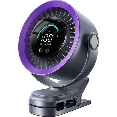 Tragbarer Clip-Ventilator，wiederaufladbarer USB-Ventilator mit 100 Geschwindigkeitsstufen，LED-Anzeige，kleiner Akku-Ventilator (grau) (1/5)