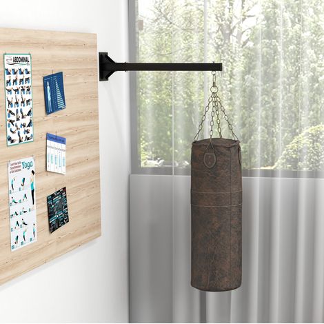 Soporte mural ajustable para saco de boxeo, acero, 100 kg, negro OKMYHOME (1/5)
