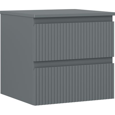 Mexen Rivel Badezimmerschrank mit Waschbeckenunterschrank 50 cm mit Arbeitsplatte, 2 Schubladen, gerillt, Graphit matt - 91A20-