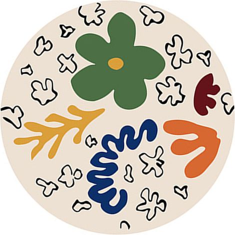 Tapis rond imprimé imitation cachemire 60x60cm pour salon, motif fleuri, sous canapé ou table basse (1/5)