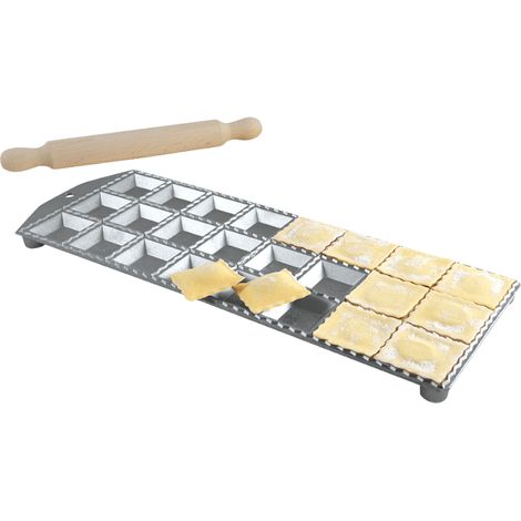 Plaque à 24 raviolis avec rouleau en bois - Alice Délice