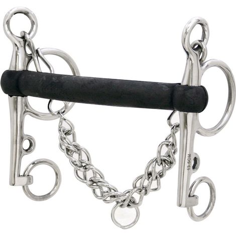 14,5 cm: Morso pelham in gomma rigida e acciaio inox con barbozzale 20 mm