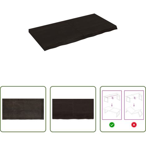 Wandregal Eiche -  Wandregal Dunkelbraun 120x60x(2-6)cm Massivholz Eiche Behandelt (1/5)