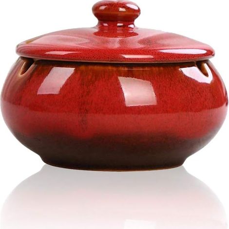 Cendrier en céramique avec couvercle, coupe-vent, pour une utilisation intérieure ou extérieure, cendrier de bureau pour fumeurs, idéal pour la décoration de la maison ou du bureau. (1/5)