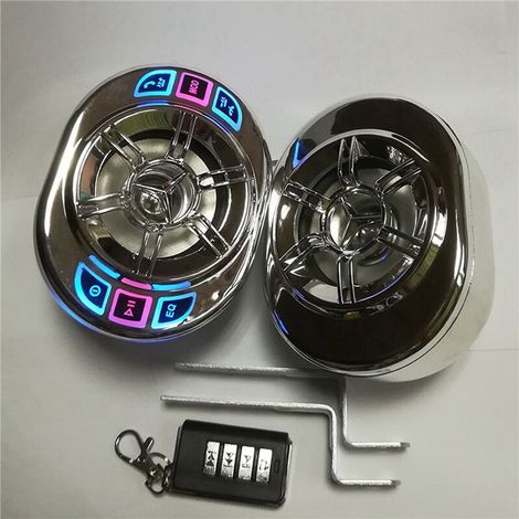 Adecuado para 4 altavoces estéreo de motocicleta, con reproductor de MP3, audio FM impermeable de 3,5 pulgadas, apto para scooters, bicicletas, vehículos todo terreno y vehículos multiusos.