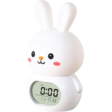 Veilleuse Lapin LED Contrôle Tactile Horloge Répétition Luminosité Réglable Pâques Décoration Chambre Enfant Outil de Gestion du Temps pour Tout-petits Filles Garçons Étudiants Maison (1/5)