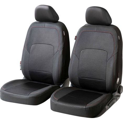 ZIPP IT Premium Housse de sièges Logan pour deux sièges avant avec système de fermeture éclair noir/rouge (1/5)