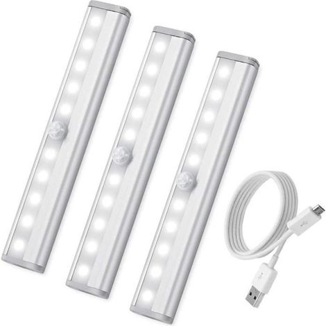 Lampe Détecteur de Mouvement - USB Rechargeable - LED - Blanc - Intérieur - 3PCS (1/4)
