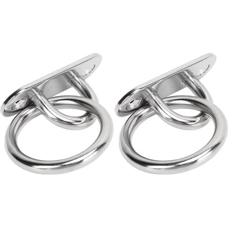 Lot de 2 œillets de fixation en acier inoxydable haute résistance et poli, avec anneaux ronds, pour usage marin, 6 mm. (1/5)