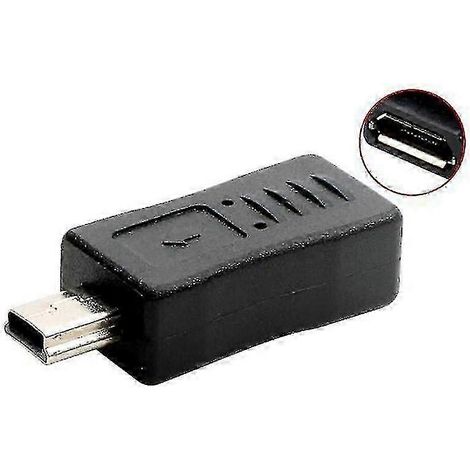 Adaptateur chargeur convertisseur micro USB femelle vers mini USB mâle noir Hfmqv (1/4)
